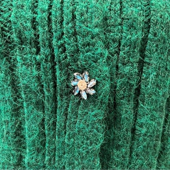 Zara Knit Cardigan With Jewel Buttons Bottle Green Size Medium NEW NWT - Picture 12 of 14